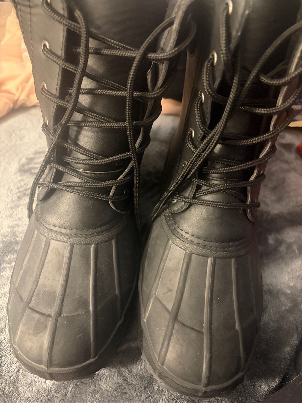 torrid Black Lace-Up Winter Rain Boots